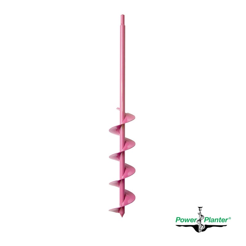 Power Planter Extended Length Garden Auger Drill Bit, 3" x 24" with 1/2" Non-Slip Hex Drive, Auger for Planting Bulbs and Potted Plants, Garden Digging Tool for Dirt, Clay, Soil and Sand (Pink) - Image 1